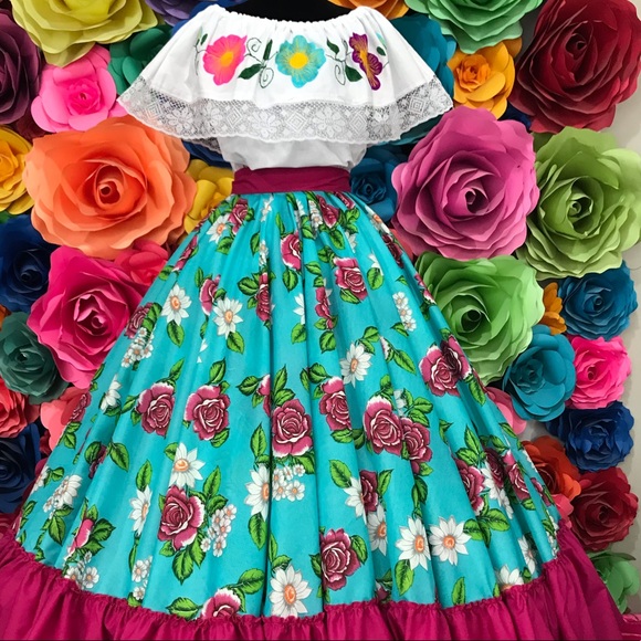Mexican skirt handmade beautiful -Frida Khalo style- woman’s boho coco theme - Picture 4 of 7